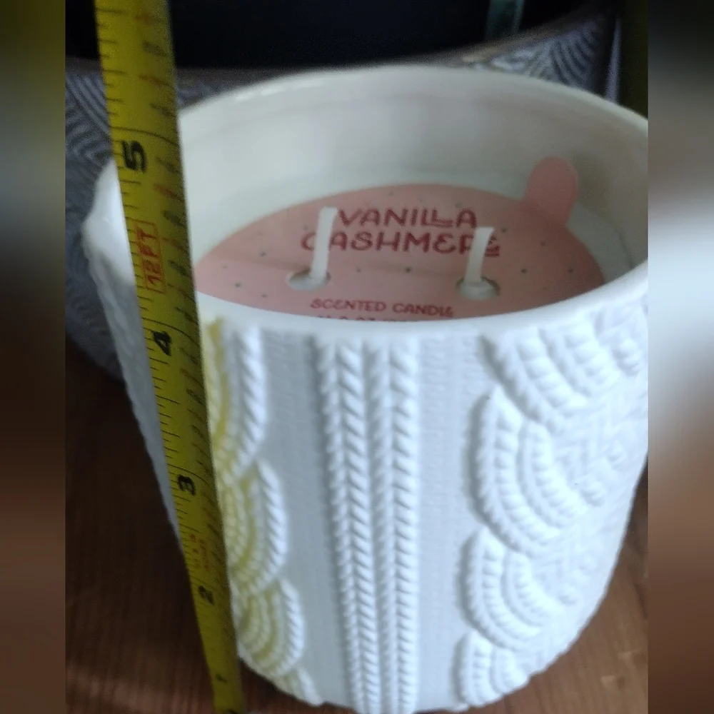 World Market Vanilla Cashmere Scented Candle in Textured White Holder